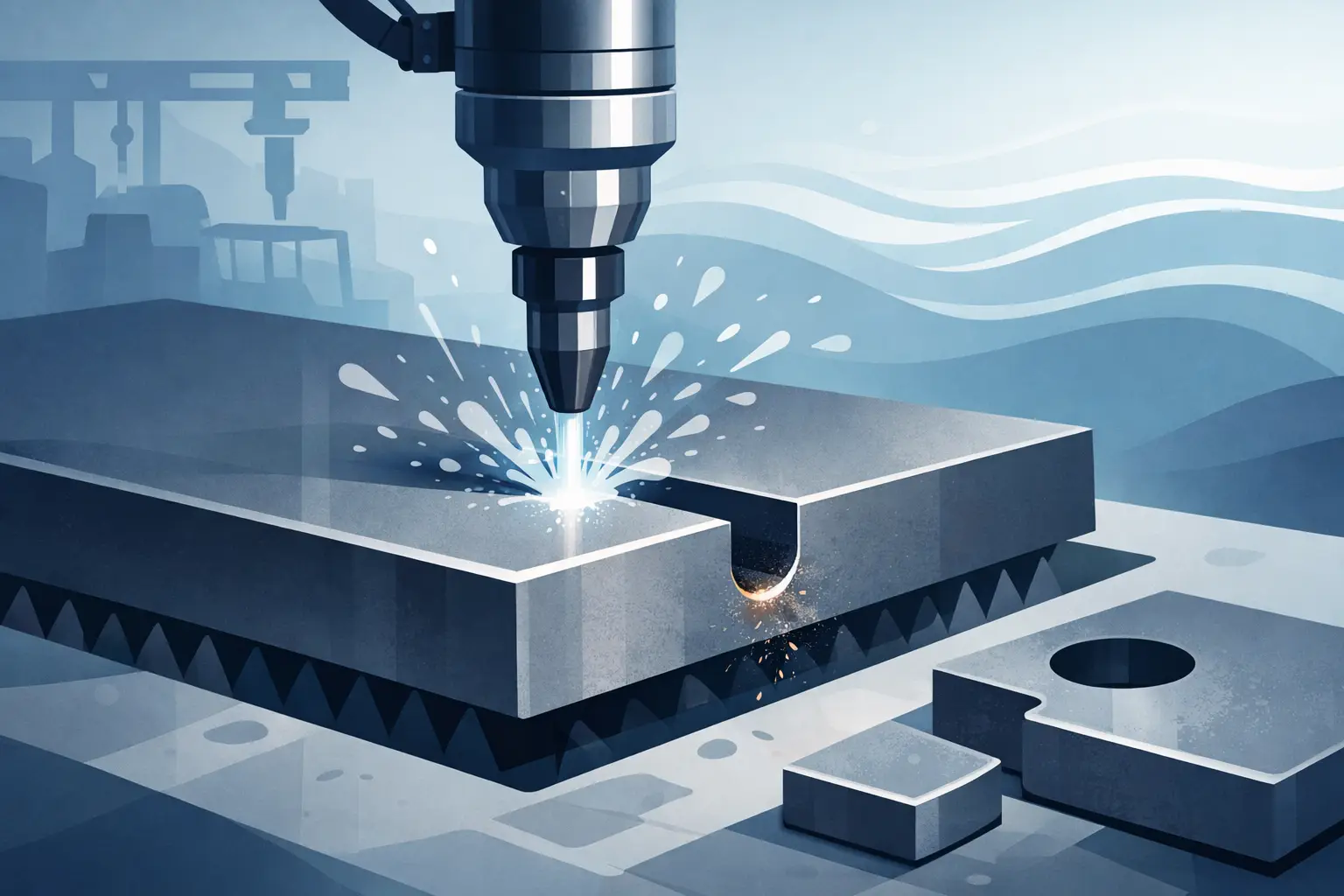 Waterjet Cutting Thick Steel Without Heat Warping